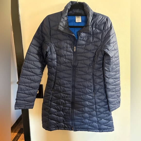 Patagonia Jackets & Blazers - Patagonia Women's Navy Blue Down Jacket Mid Length Medium